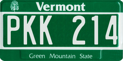 VT license plate PKK214