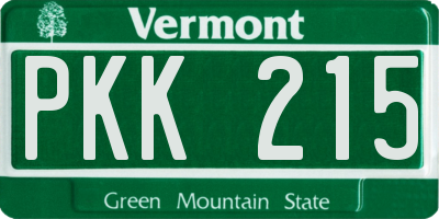 VT license plate PKK215
