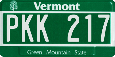 VT license plate PKK217