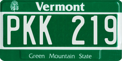 VT license plate PKK219