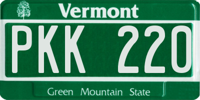 VT license plate PKK220