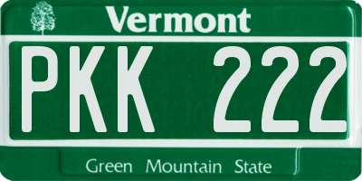 VT license plate PKK222