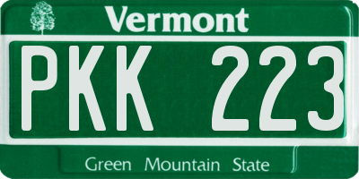 VT license plate PKK223