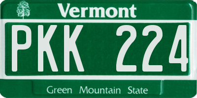 VT license plate PKK224