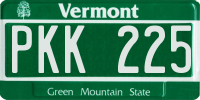 VT license plate PKK225