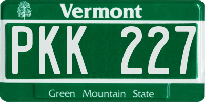 VT license plate PKK227