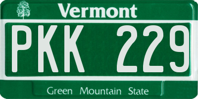 VT license plate PKK229
