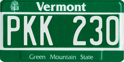 VT license plate PKK230