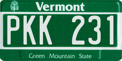 VT license plate PKK231
