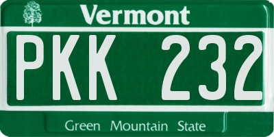 VT license plate PKK232