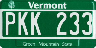 VT license plate PKK233