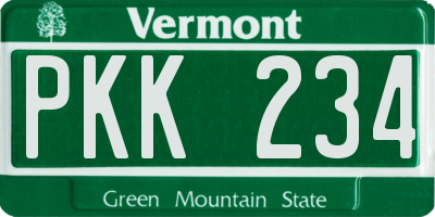 VT license plate PKK234