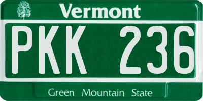 VT license plate PKK236