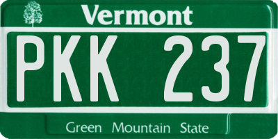 VT license plate PKK237