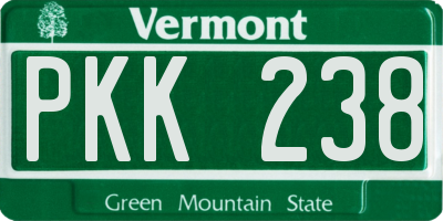 VT license plate PKK238