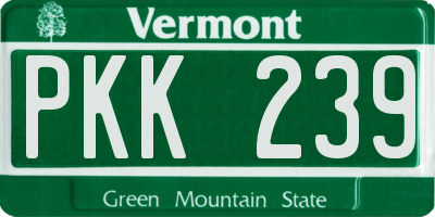 VT license plate PKK239