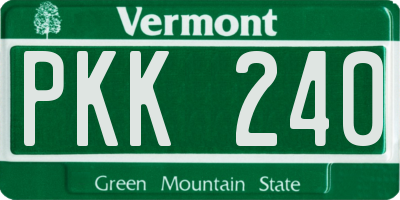 VT license plate PKK240