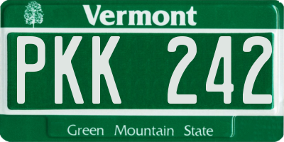 VT license plate PKK242