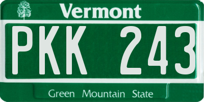 VT license plate PKK243
