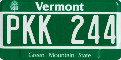 VT license plate PKK244