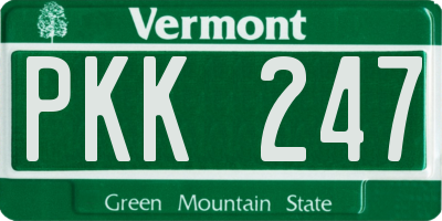 VT license plate PKK247
