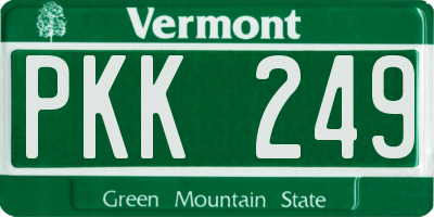 VT license plate PKK249