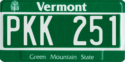VT license plate PKK251