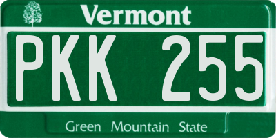 VT license plate PKK255