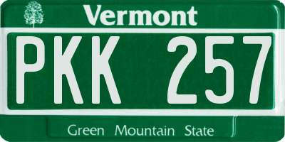 VT license plate PKK257