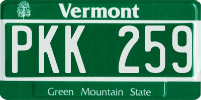 VT license plate PKK259