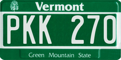 VT license plate PKK270