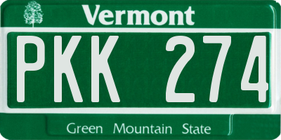 VT license plate PKK274