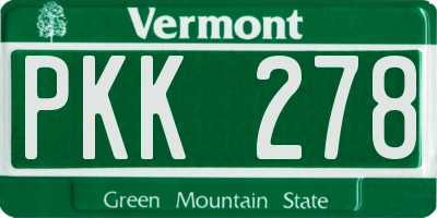 VT license plate PKK278