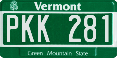 VT license plate PKK281