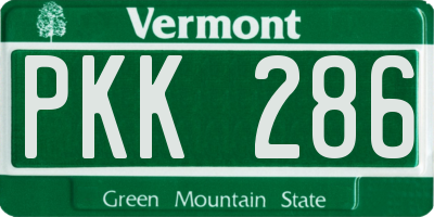 VT license plate PKK286