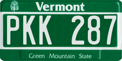 VT license plate PKK287