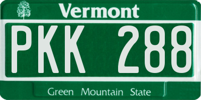 VT license plate PKK288