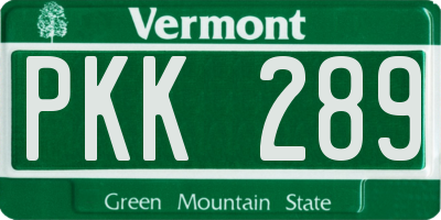 VT license plate PKK289