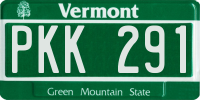 VT license plate PKK291