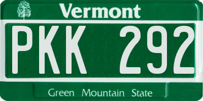 VT license plate PKK292