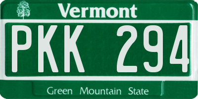 VT license plate PKK294