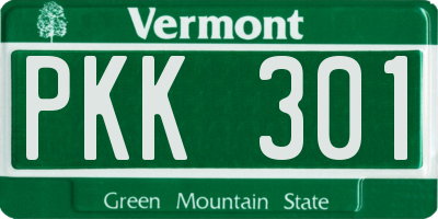 VT license plate PKK301