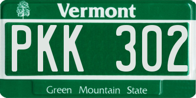 VT license plate PKK302
