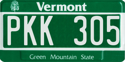 VT license plate PKK305