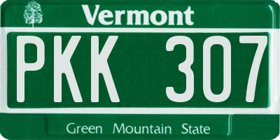VT license plate PKK307