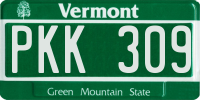 VT license plate PKK309