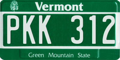 VT license plate PKK312