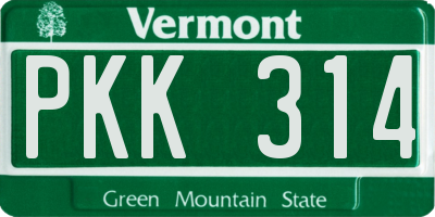 VT license plate PKK314