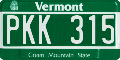 VT license plate PKK315