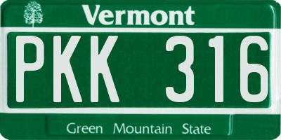 VT license plate PKK316